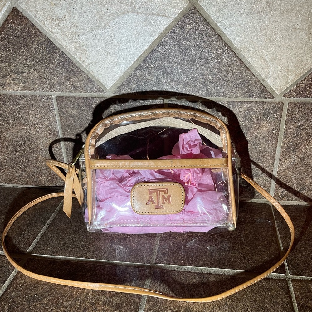 Retired Jon Hart Design Clear Becky Bag - Natural Leather - Texas A&M